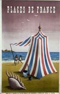 Beaches of france, Original lithograph – Jean Picart Le Doux, 1949