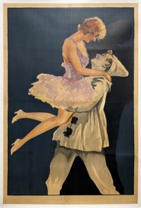Danseuse et Clown, Lithographie originale – Anonyme, ci1925
