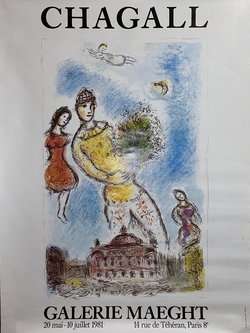 Chagall Galerie Maeght, Affiche offset originale – Marc Chagall, 1981