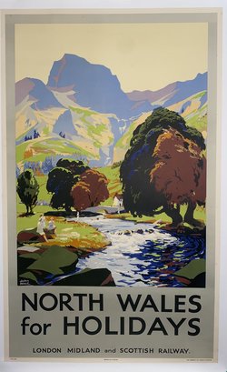 North Wales, Original lithograph – John Mace, ci1930