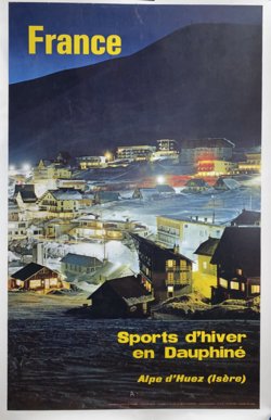Alpe d'huez, Affiche offset originale, circa 1960