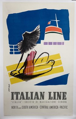 Italian Line, Original lithograph – jean colin