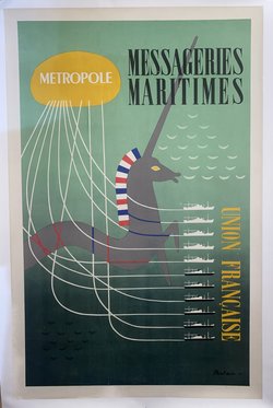 Messageries Maritimes, Lithographie originale –  POULAIN, circa 1950