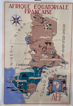FRENCH EQUATORIAL AFRICA, Original lithograph – Choaim Audiberti, ci1930