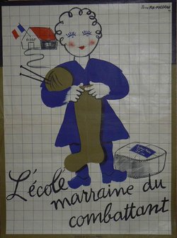 L'école marraine du combattant Fix-masseau 1940, Lithographie originale – Pierre Fix-masseau, 1940