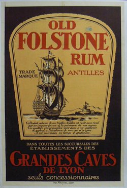 Old Folstone Rum, Lithographie originale, 1961