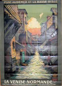 Pont-audemer, Lithographie originale – Charles Alo, circa 1920