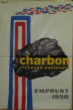 Emprunt Charbon 1958, Lithographie originale – Bernard Villemot