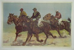 Chevaux  Course, Lithographie originale – Koch L