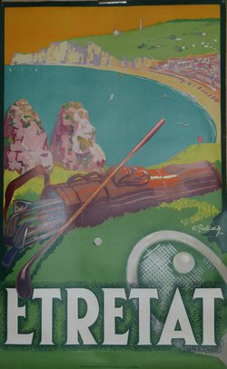 Golf Etretat 1929, Lithographie originale – André Galland, 1929