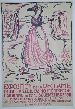 LAUSANNE 1917 Exposition de la Réclame, Lithographie originale – Graz