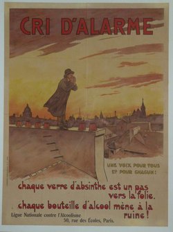Cri d'alarme Absinthe, Lithographie originale –  Christol, 1910