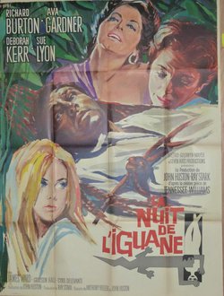 la nuit de l iguane, Affiche offset originale, 1964