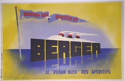 Berger Le ruban bleu des apéritifs, Lithographie originale – Anonyme, circa 1935