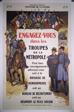 Engagez-vous dans les troupes de la Métropole, Lithographie originale – Maurice Toussaint, 1928