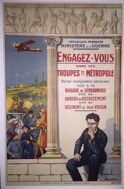 Engagez-vous dans les troupes de la Métropole, Lithographie originale –  Danilo