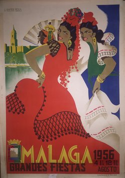 Malaga, Original lithograph – L Ramos Rosa, 1956