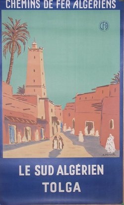 Le Sud Algerien TOLGA, Lithographie originale – R Peraut, ci1950