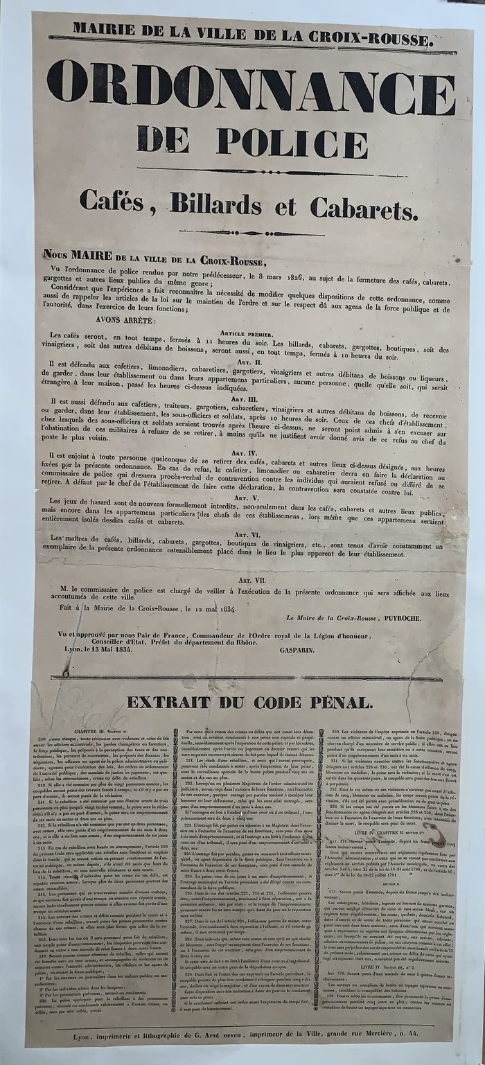 Ordonnance de police 1834