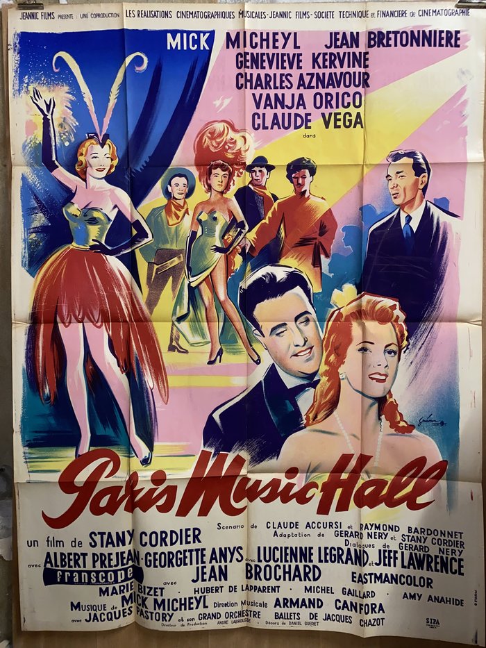 Paris Music hall, Lithographie originale – B Grinsson, 1957