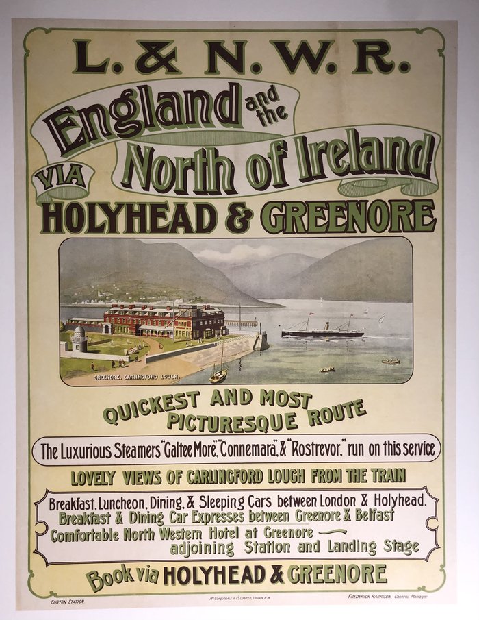 Ireland Holyhead  and Greenore, Original lithograph, Anonymous
