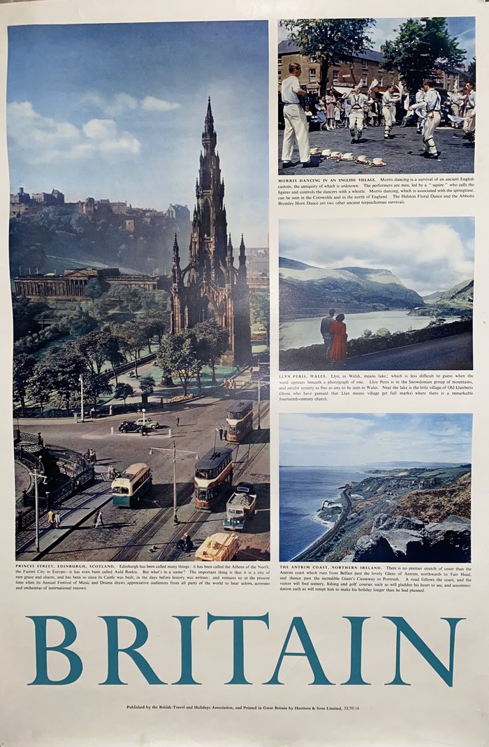 Princes street Edinburgh Scotland, Original offset print