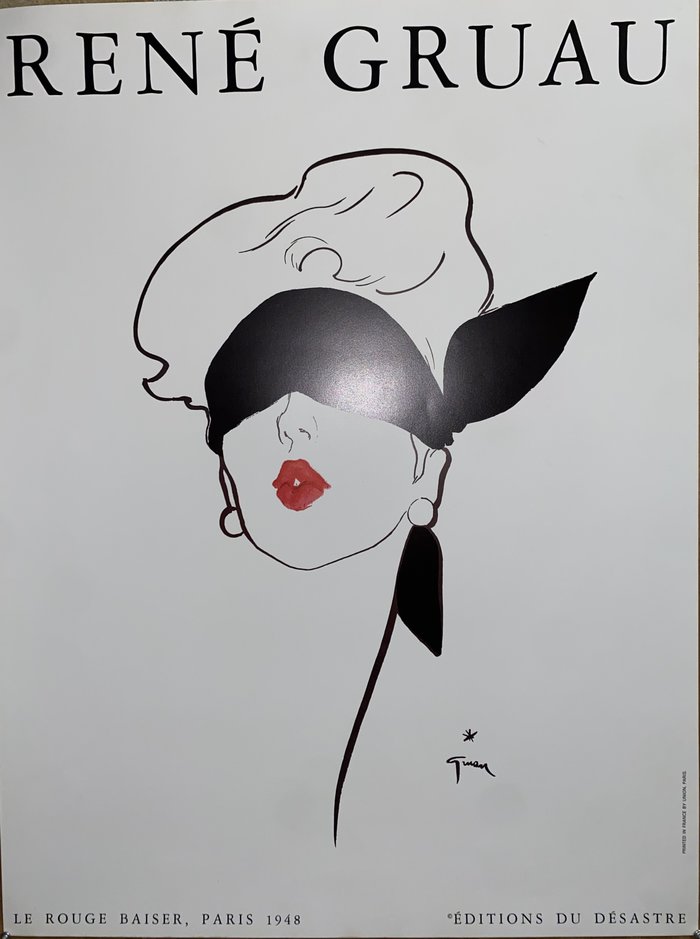 Le Rouge Baiser, Affiche offset originale – René Gruau, circa 1980