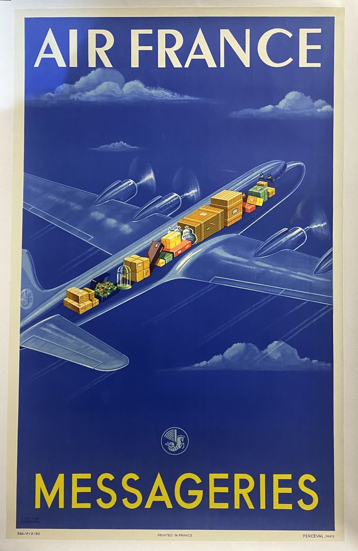 Air france, Lithographie originale –  Atelier perceval, circa 1950