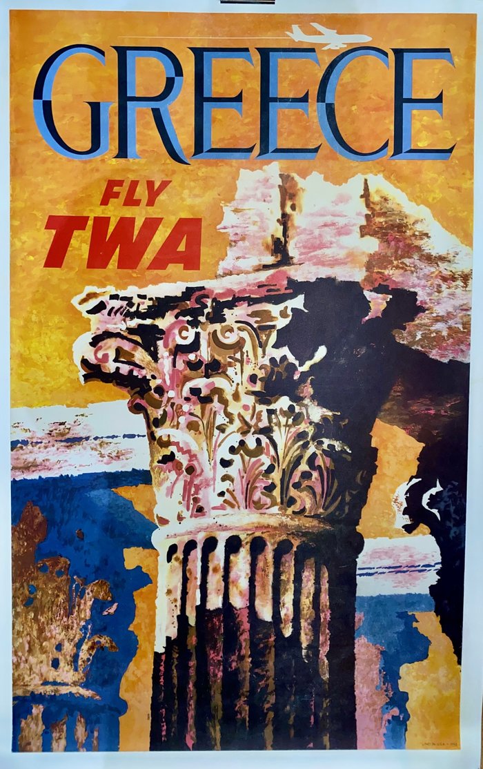 GREECE  TWA, Original offset print, Anonymous, circa 1970