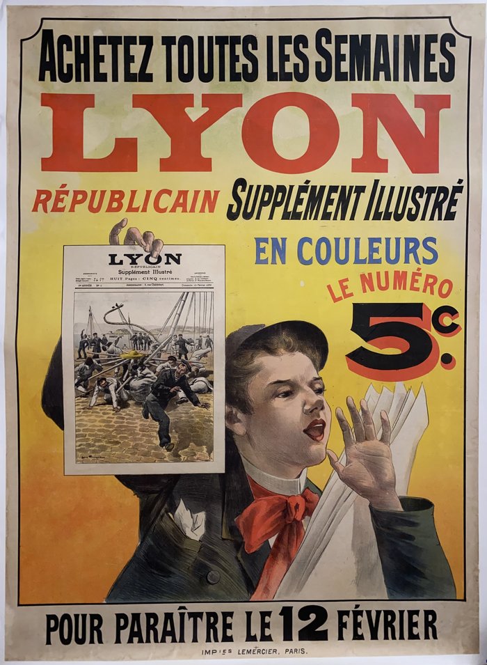 LYON Républicain, Lithographie originale –  Anonyme, circa 1898