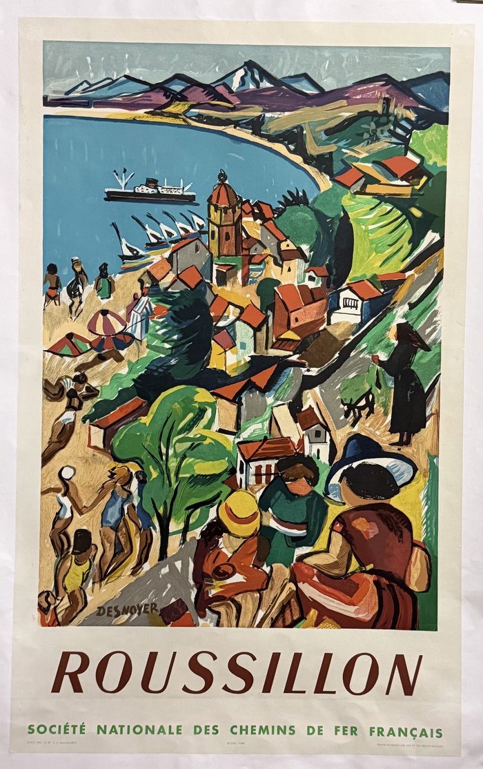 Roussillon, Lithographie originale, Desnoyer, circa 1952
