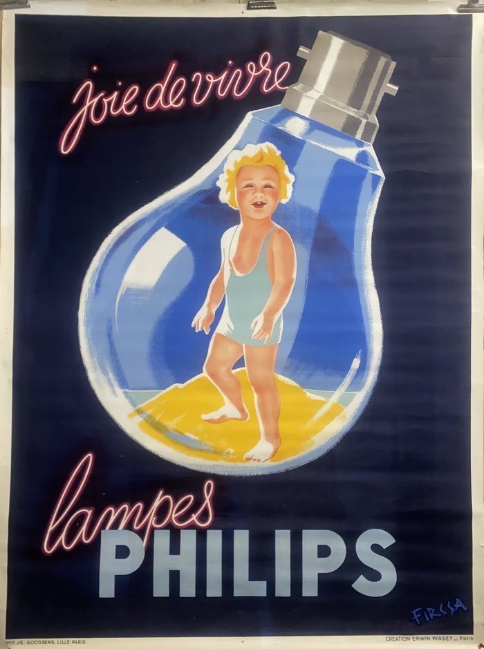 Philips Lampes, Lithographie originale –  Fircsa, circa 1960