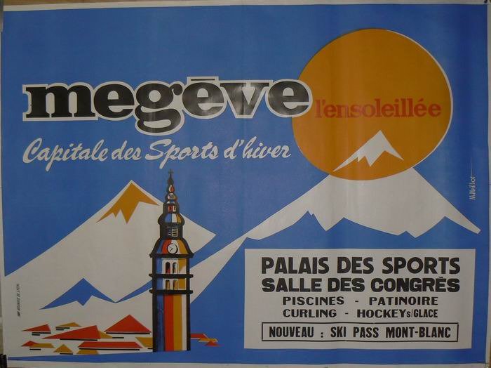 Megeve l ensoleillee Capitale des sports d hiver, Lithographie originale – M Maillot