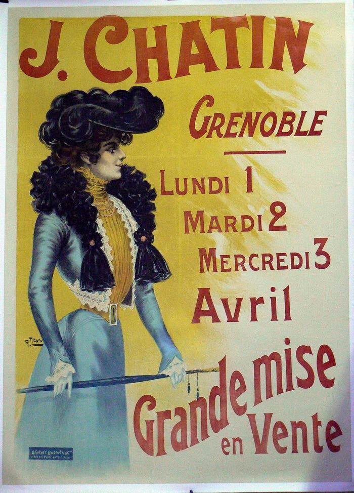 J .CHATIN Grenoble, Lithographie originale, A Tichon