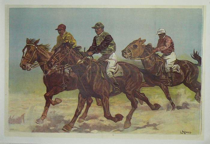 Chevaux  Course, Lithographie originale – Koch L