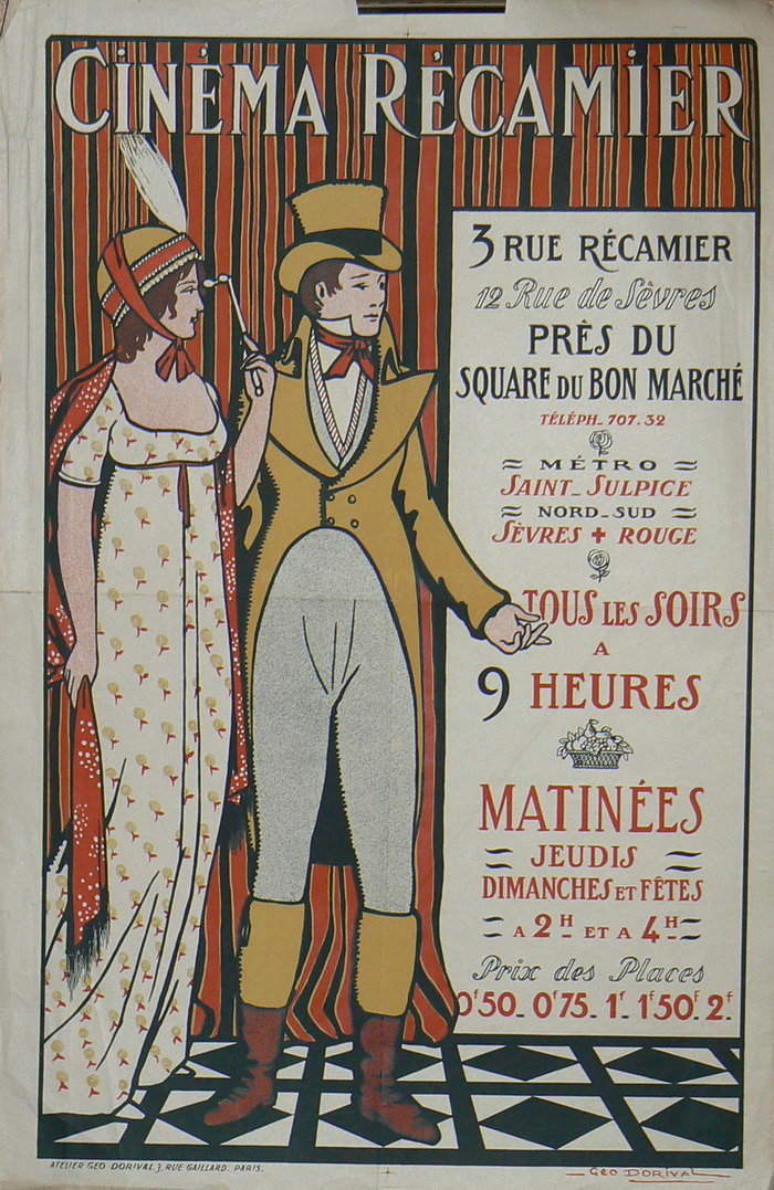 Cinéma  Récamier, Lithographie originale – Geo Dorival, 1910