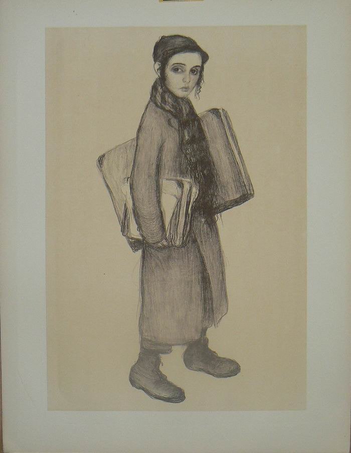 Jeune ecolier juif, Lithographie originale –  Jal