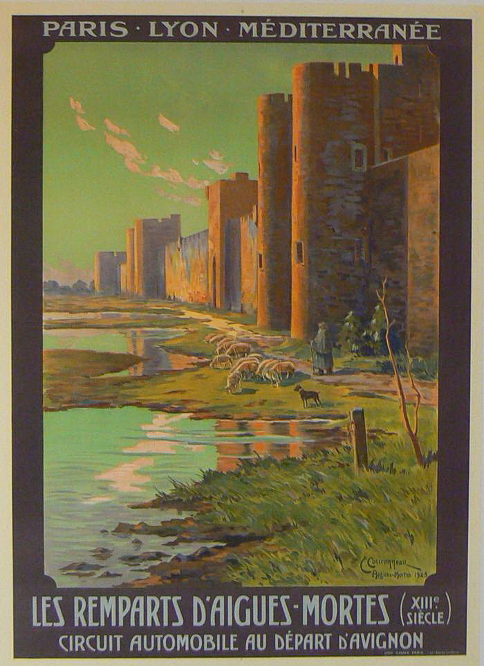 LES REMPARTS D'AIGUES-MORTES PLM, Lithographie originale –  Courronne