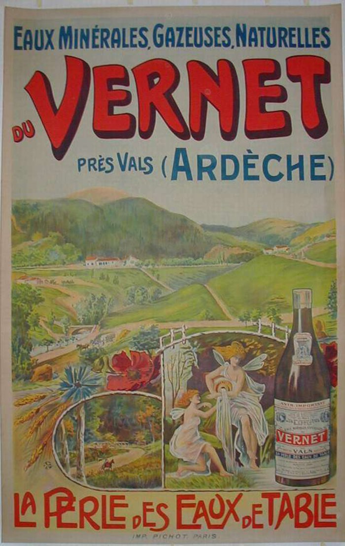VERNET La perle des eaux de table, Lithographie originale, circa 1900