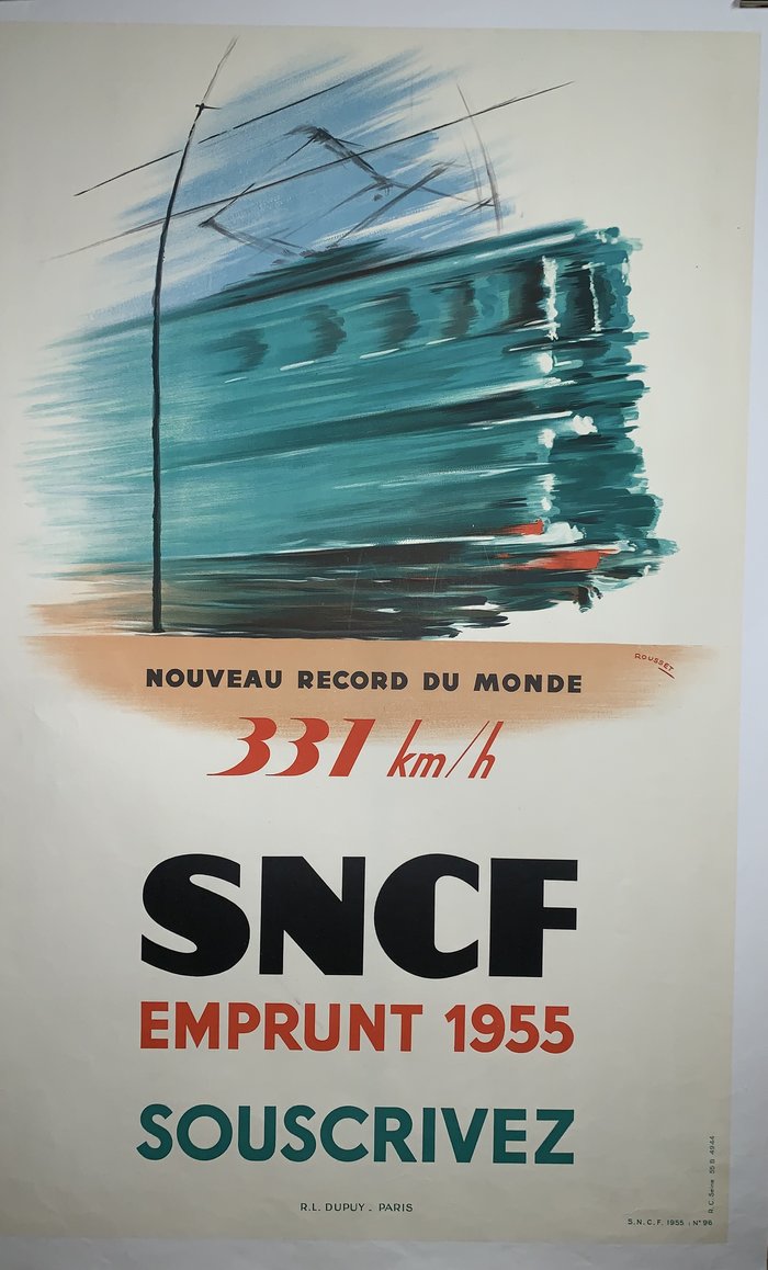 SNCF Bond 1955, Original lithograph, Rousset, 1955