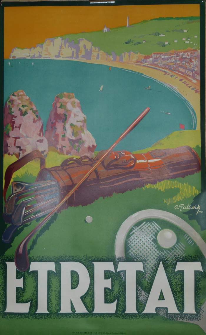 Golf Etretat  1929, Original lithograph, André Galland, 1929
