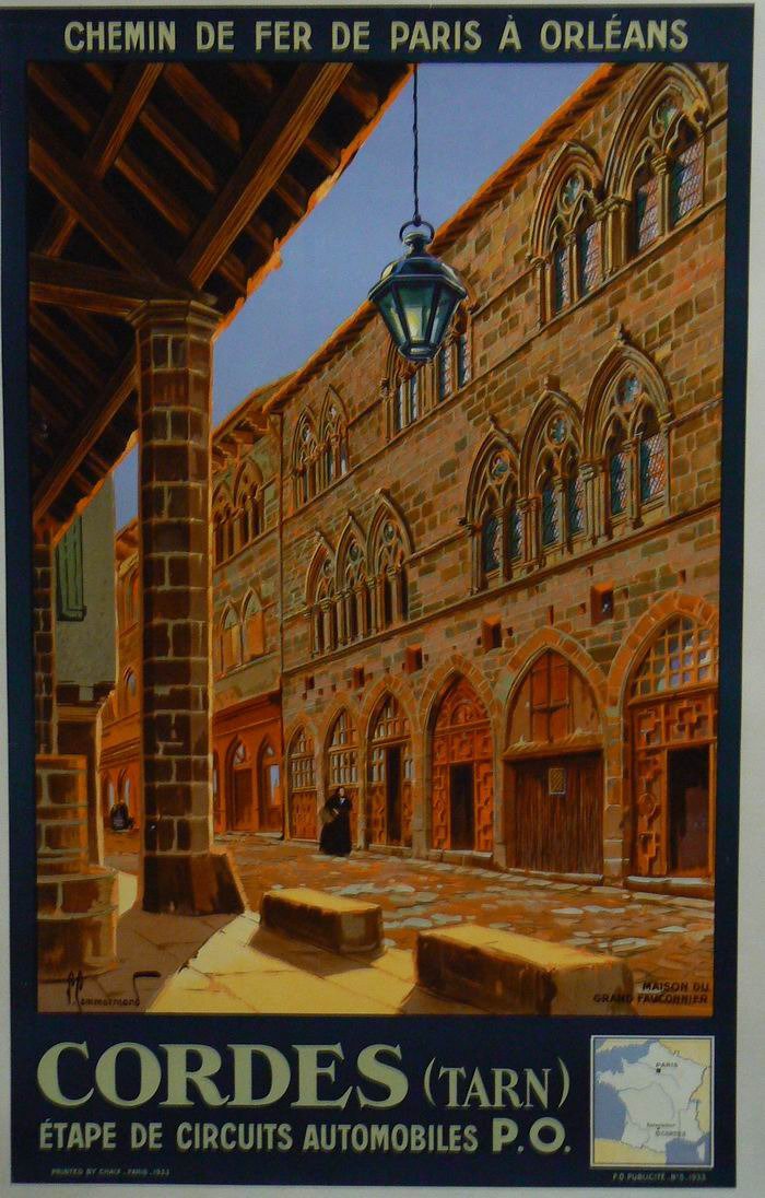 CORDES Chemin de Fer de Paris à Orleans, Lithographie originale, Commarrmond, 1933