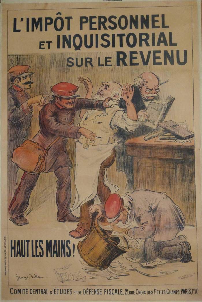Impot personnel et Inquisitorial sur le Revenu, Lithographie originale – Georges Villa