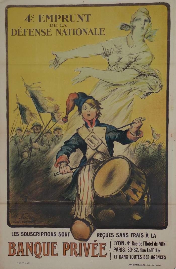 Banque Privée 4° emprunt de la défense nationale, Lithographie originale –  Falter