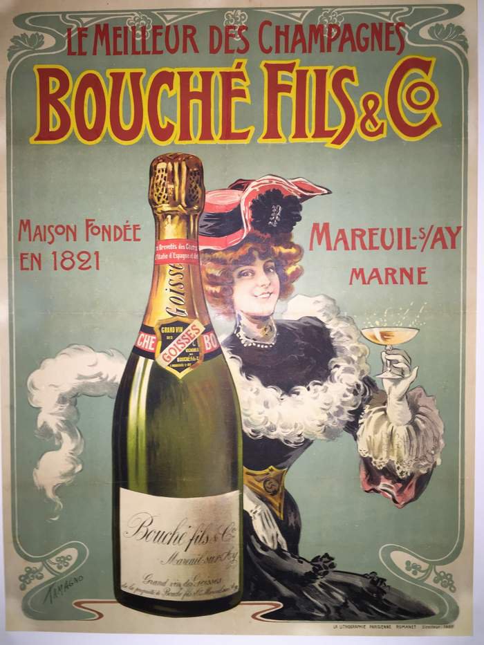 Champagne Bouché Fils, Lithographie originale –  Tamagno, circa 1900