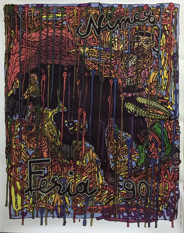 Feria Nimes, Affiche offset originale – Robert Combas, 1990