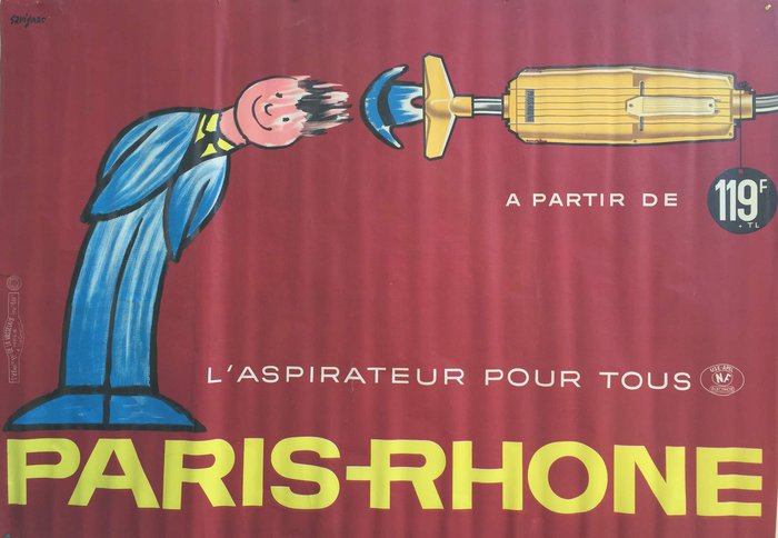 Paris Rhone, Lithographie originale – Raymond Savignac, 1965
