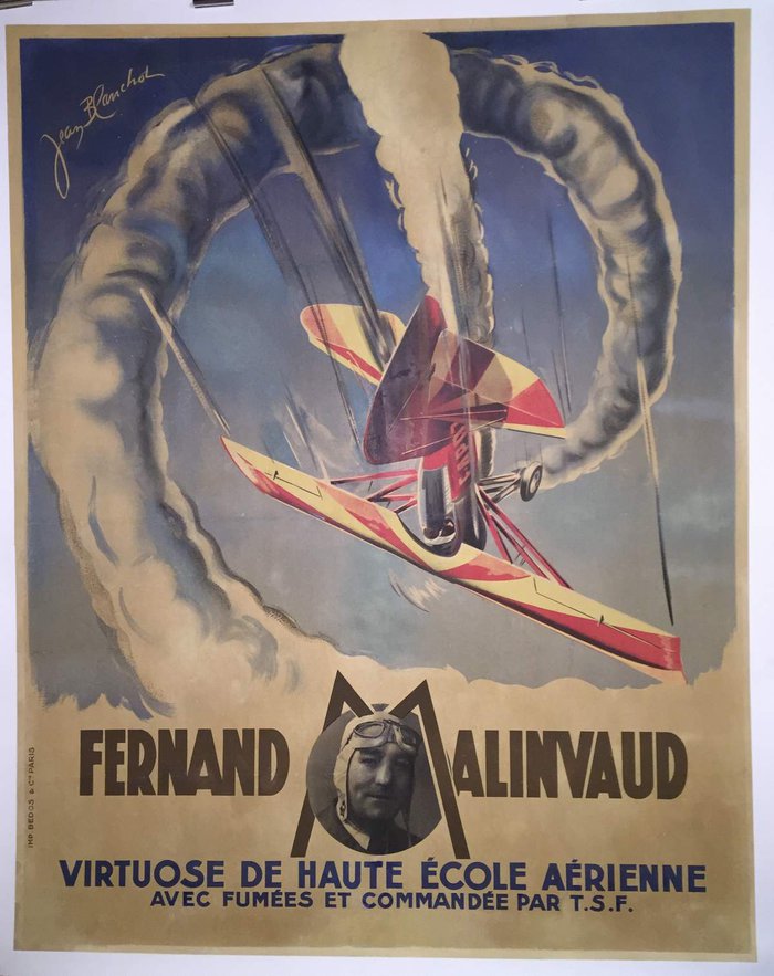 Haute école aérienne  Fernand Malinvaud, Lithographie originale – Jean Blanchot, circa 1930