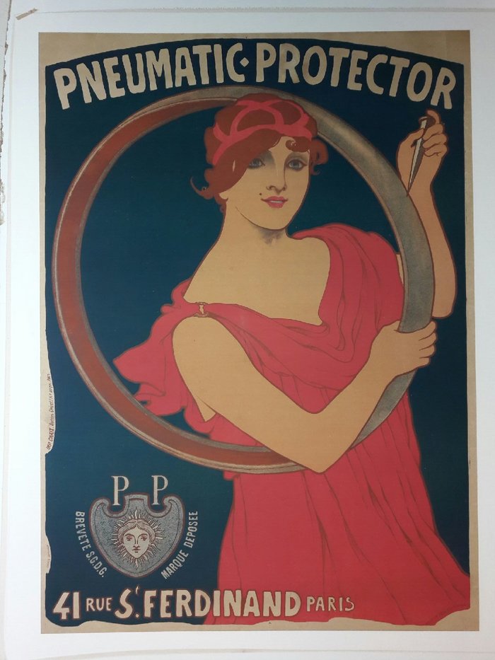 Pneumatic Protector, Original lithograph, Anonymous, circa 1910