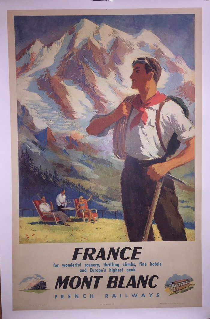 Mont-Blanc, Lithographie originale –  Anonyme, 1948